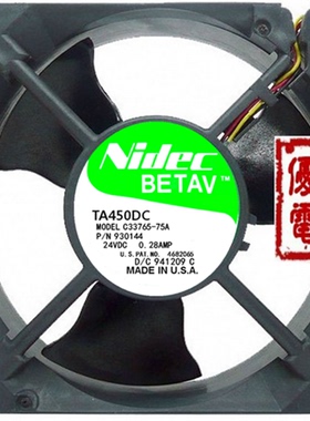 原装Nidec TA450DC C33765-75A 12038 DC24V 0.28A 变频器风扇