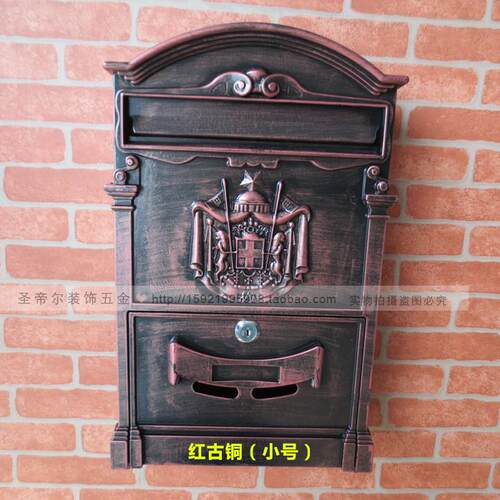 MR.BOX高品质欧式信箱别墅邮箱家用院墙围栏信报箱防雨防锈红古铜