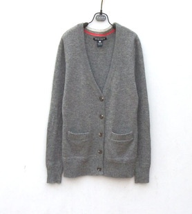 26-7小熊藏青色灰色V领修身款开衫外套毛衣羊绒衫羊毛衫165-175