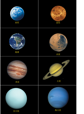 太阳系宇宙八大行星装饰贴墙画