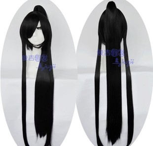 黑色长鬓角长发单马尾 仙剑三 七秀 圣传 阿修罗cosplay假发假毛