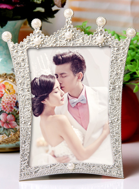 影楼婚纱照相框合金属创意摆件 欧式结婚礼物相片框摆台