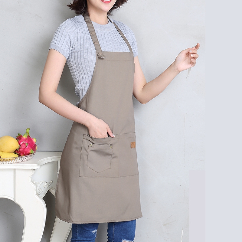 帆布围裙定制logo奶茶咖啡店烘焙厨房韩版时尚女厨师服务员工作服