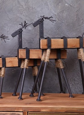 黑色摆件创意几何小鹿动物工艺品