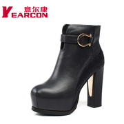 Welcome genuine new leather shoes winter boots sexy thick with ultra high heels short boots women boots