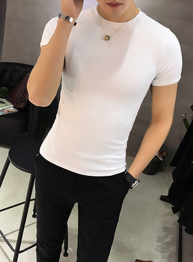 打底衫青年弹力紧身小码半袖体恤