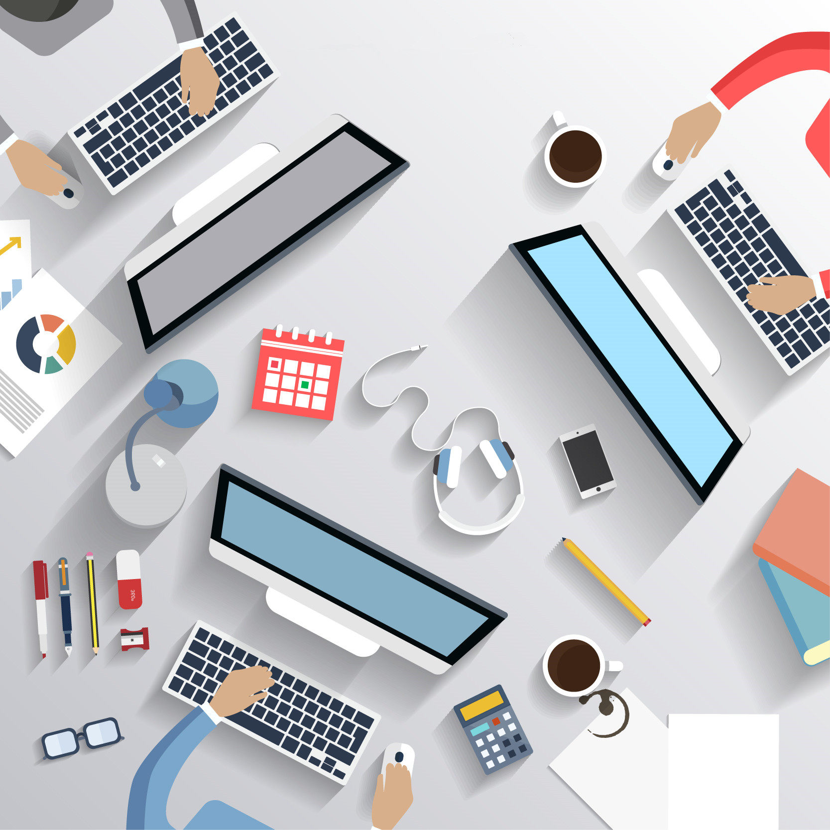 矢量高清办公用品办公桌元素 VI智能贴图提案神器模板设计素材