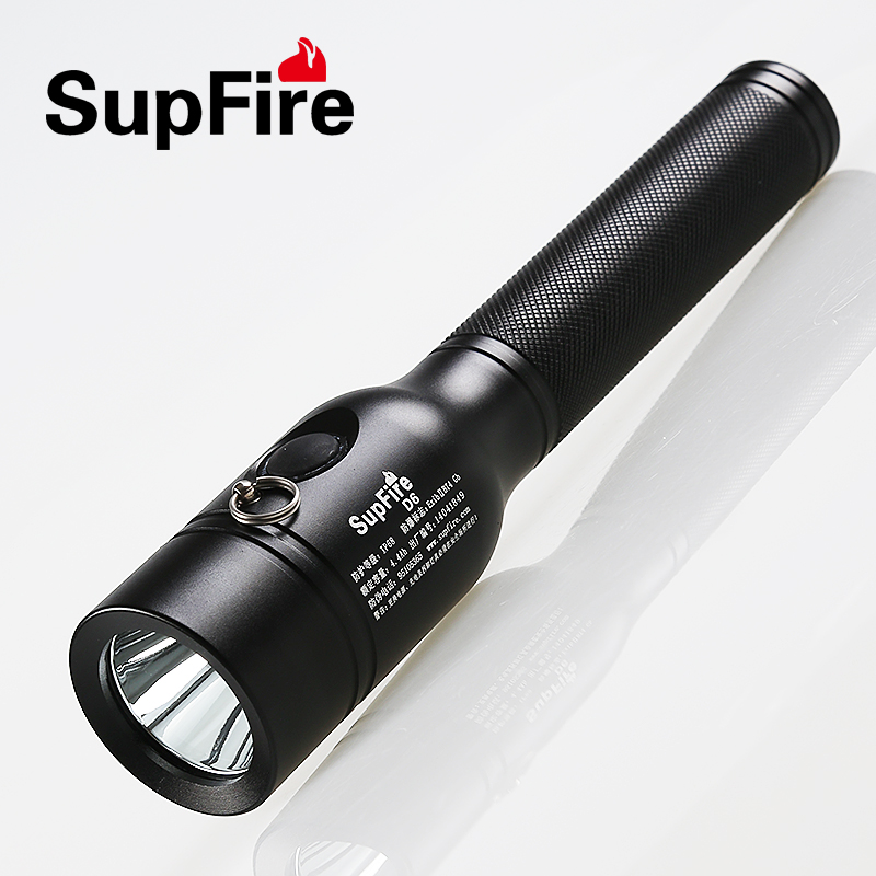 SupFire D6強光手電神火正品授權可充電18650電池10w高亮強光手電