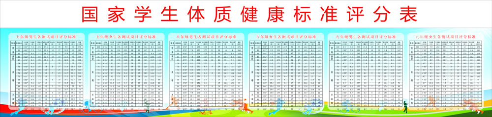 760海报印制展板写真喷绘408学生体质健康标准评分表