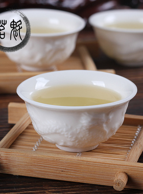 玉瓷品茗杯单杯 功夫茶杯纯白色陶瓷茶具泡茶白瓷小茶杯子