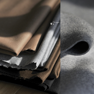 事儿 高端双面呢面料－21%羊绒 79%羊毛800g大衣呢黑灰驼4色入