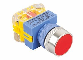 一佳YJ139红色平头点动电源按钮开关22mm自复位LAY37-11BN