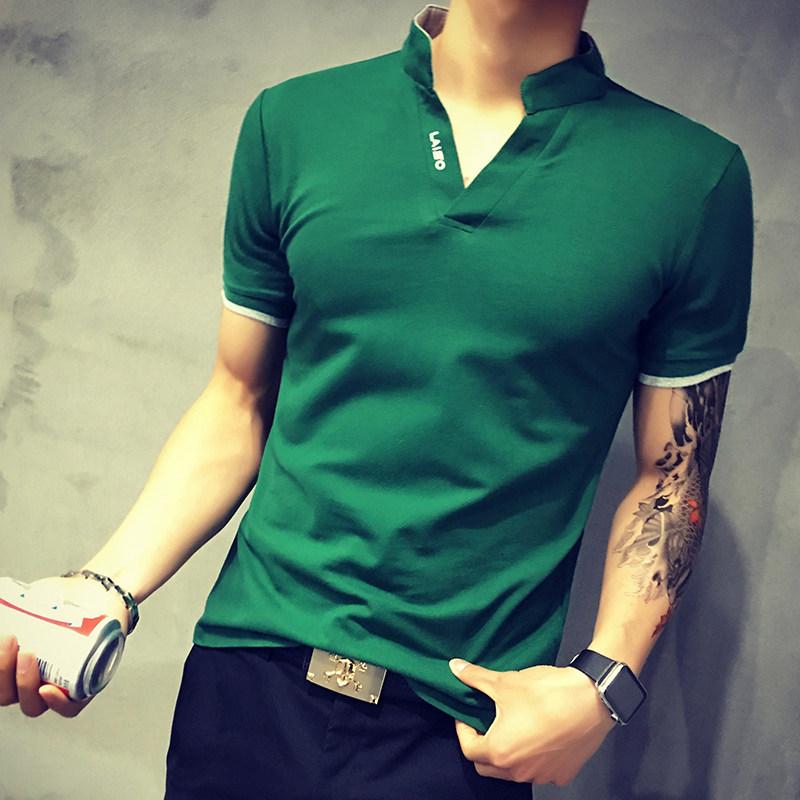 Men's Stand Collar Cotton T Shirt Camisa Polo Shirts 男士T恤在類目 男裝, Polo衫中 - 來自Buy2taobao.com提供專業的淘寶代購服務