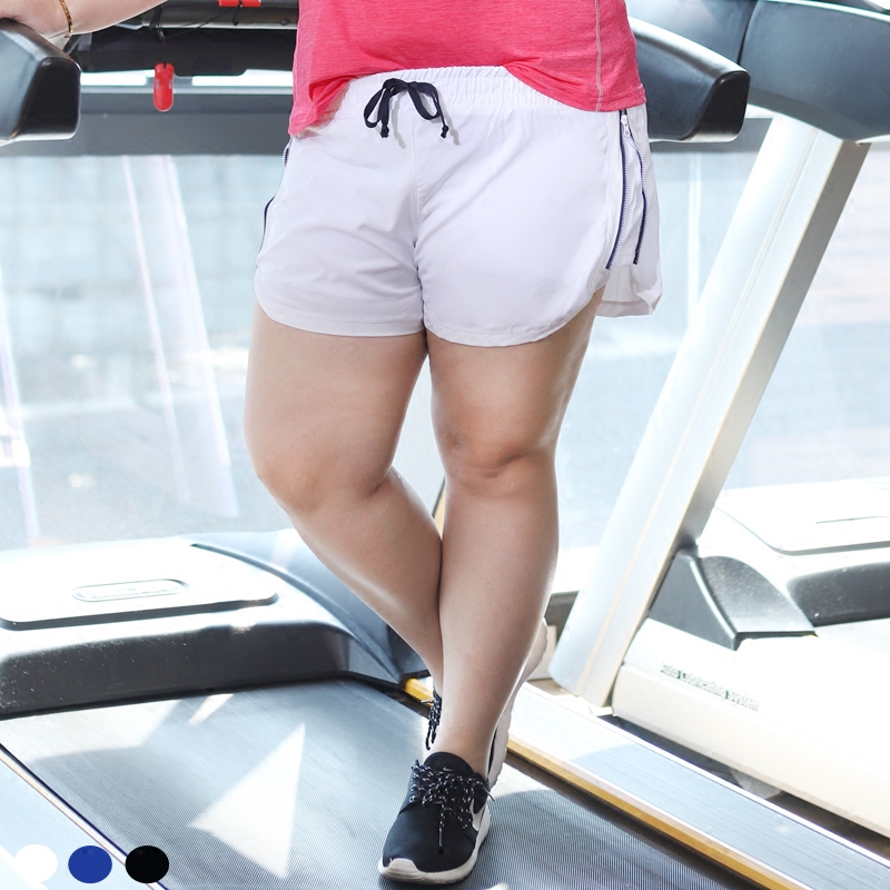 大码运动短裤女胖妹妹200斤速干跑步短裤透气宽松瑜伽吸汗健身裤