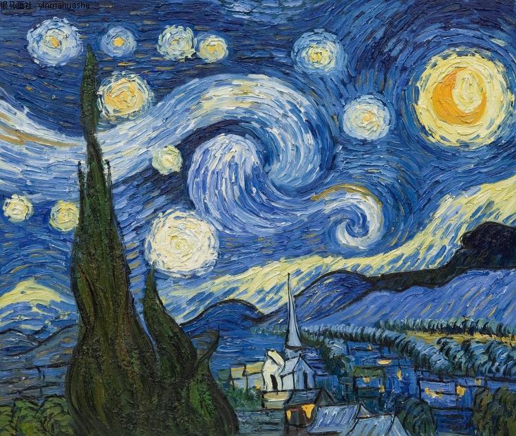 梵高油画星月夜 星空海报电箱 装饰画心  卧室墙贴壁纸 桌贴柜贴