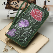 Chun LAN high-end original oil paintings new clutch bag wallet purse zipper printed money clips cross