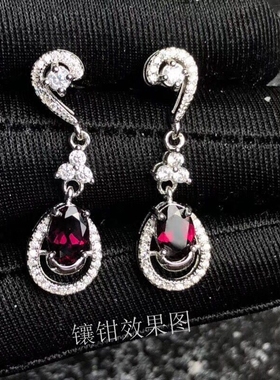 925纯银 圆3*3 5*7mmmm耳钉耳坠空托 镶钳翡翠蛋面 彩宝 欧泊轻奢