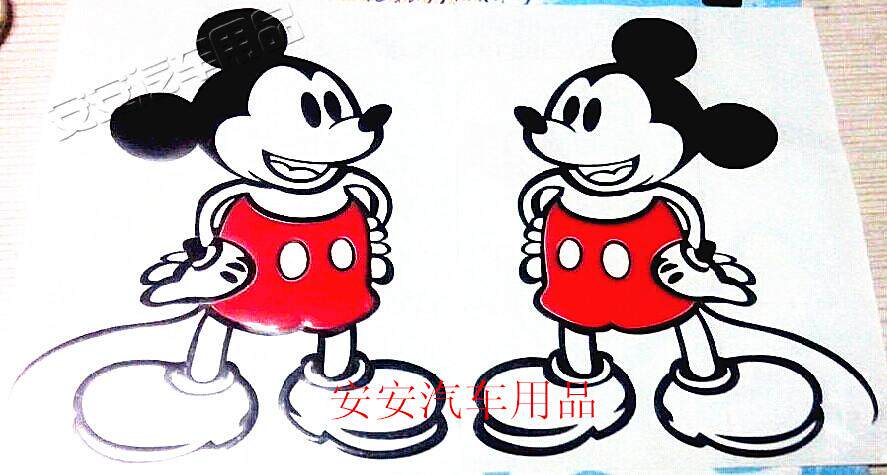 特价站姿黑色红衣雕刻版米奇汽车车身随意贴纸车用油箱盖贴纸对装