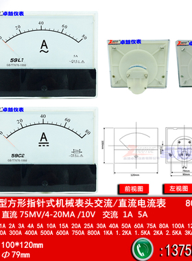 指针励磁电流表59L1交流80A/5A/1A 59C2直流80A/75MV/4-20MA/10v