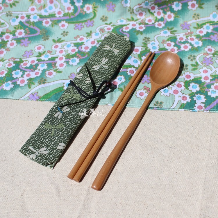 木质环保筷子便携木制餐具套装旅游木勺子3件套日式布袋新款|msdalam kategori pinggan mangkuk, pinggan mangkuk, penyepit - dari Buy2taobao.com untuk memberikan perkhidmatan ejen Taobao profesional membeli