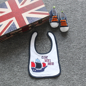 外贸婴幼儿口水巾双层纯棉围嘴宝宝食饭兜小孩子喂奶围兜魔术贴夏