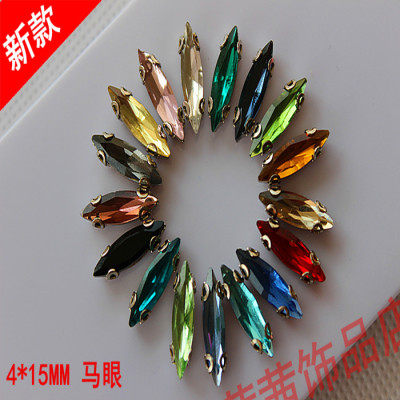 diy玻璃马眼婚纱领口爪钻满包邮