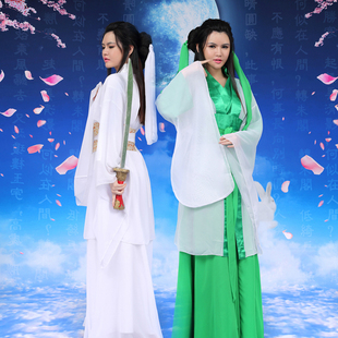 新款古装侠女服装仙女服白娘子服小青服装白蛇传舞台演出服装