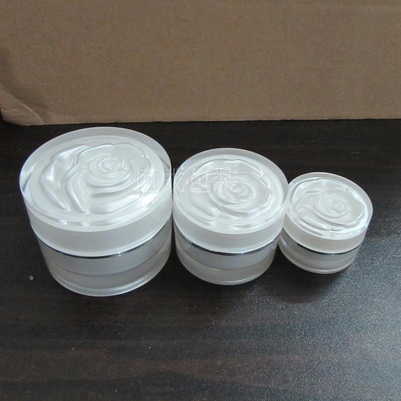 51015G30G玫瑰花盖珠光白膏霜瓶子 面霜瓶子 化妆品小样瓶 分装瓶