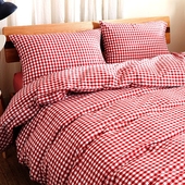 Bông rửa bông bốn mảnh Nhật Bản-phong cách đơn giản bông kẻ sọc màu rắn đôi quilt cover tấm ga trải giường khăn trải giường