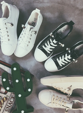 2022年新款ins超火chic帆布鞋女学生韩版原宿ulzzang百搭女板鞋