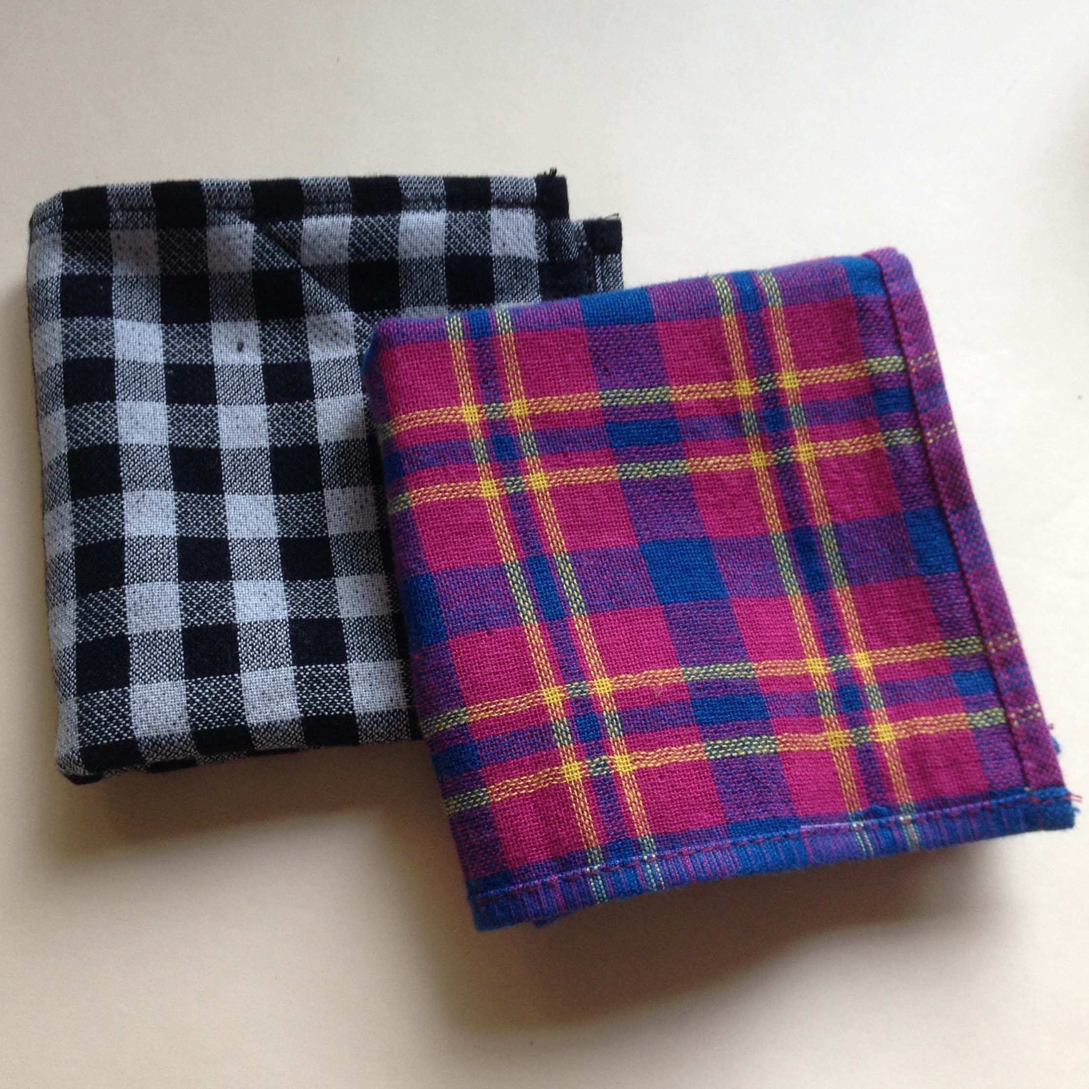 日本原丹出口外贸纯棉纱布方格一面纱布 毛圈吸水小方巾