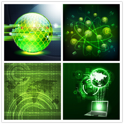 A1145矢量信息图未来世界绿色信息时代计算机互联网 AI设计素材