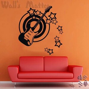电吉他墙贴 客厅卧室背景贴画 音乐教室KTV玻璃橱窗乐器室墙贴纸