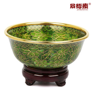特色传统工艺景泰蓝碗5寸金碗铜胎掐丝珐琅家居外事商务礼品 绿色
