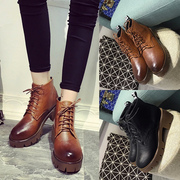 Autumn 2015 British style vintage flat shoes women thick with thick-soled tie Martin boots and ankle boots booties tides