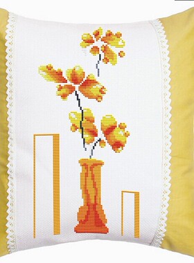 纯人工手绣十字绣成品纯棉抱枕美丽心情客厅卧室汽车靠枕不含枕芯