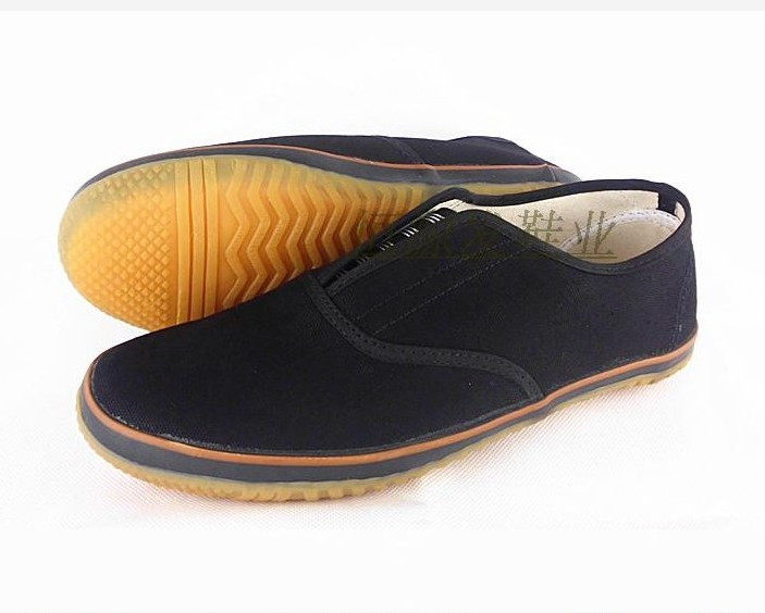 老北京布鞋黑布牛筋底低价耐穿促销男款松紧口鞋中间开口软底