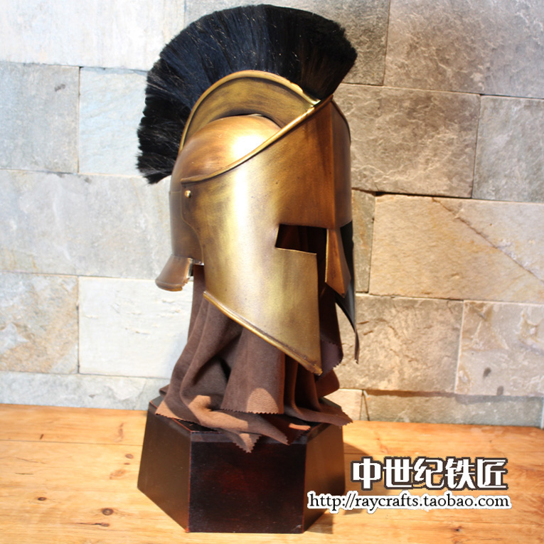 古罗马斯巴达头盔 真人可穿戴 欧式餐厅酒吧书桌 复古摆设装饰品