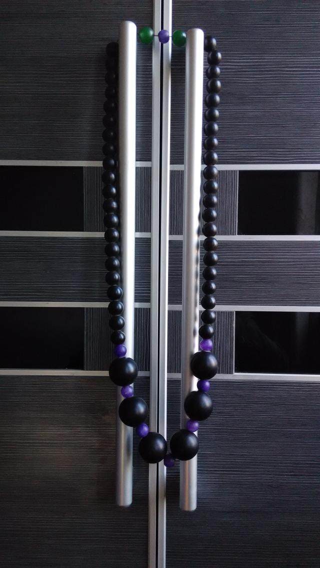 老黑檀佛珠文玩檀木珠 陪紫玉髓配珠 MQ0009