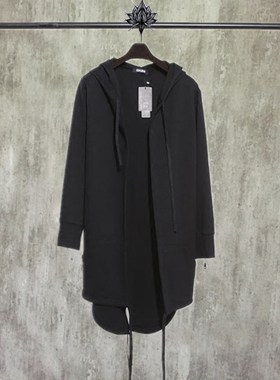 国潮男燕尾式连帽开衫中长款风衣RO风格暗黑男女卫衣外套痞帅斗篷