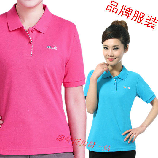 新品女式休闲翻领全棉体恤 大码宽松中老年polo衫妈妈夏装短袖t恤