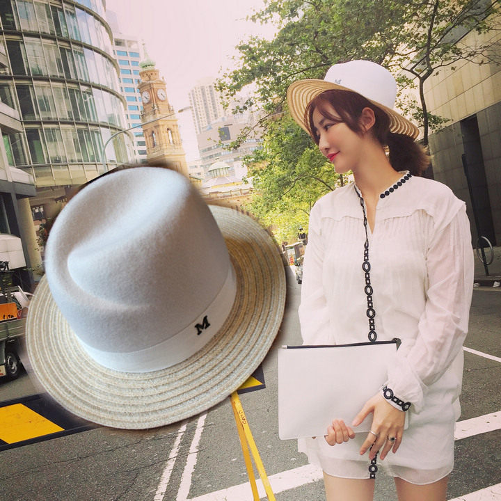 M letter Philippines Fur Stitching models Hat Straw hat Spring and summer Europe Fashion Versatile fashion ladyin the Accessories/Leather belt/Hat/Muffler , Hat  category - from Buy2taobao.com to provide professional Taobao agent buy service