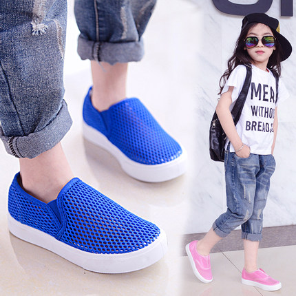 儿童网鞋2017夏季新款韩版潮男童透气板鞋女童一脚蹬休闲鞋宝宝鞋