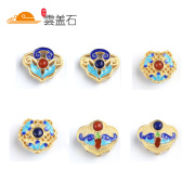 Cloud cover burning stone 925 Silver cloisonne blue tee handmade jewelry DIY accessories gold plated enamel loose beads back