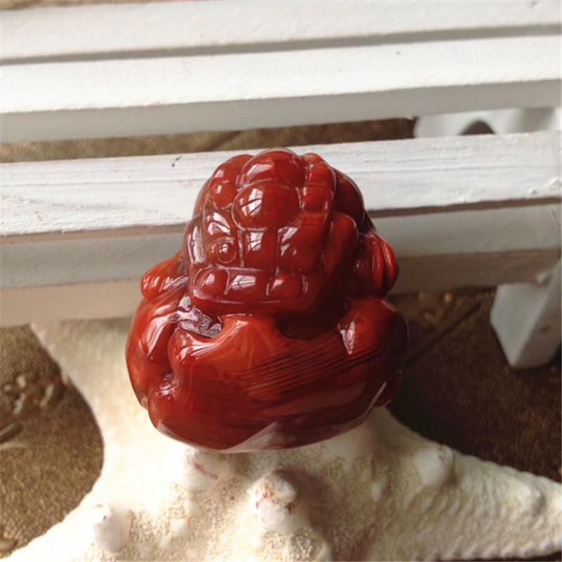 天然南红玛瑙雕件项坠 柿子红貔貅原石雕刻吊坠  配饰挂件