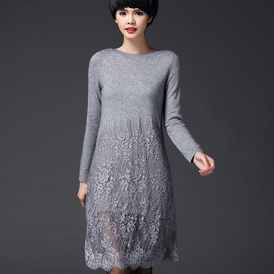 秋冬新款<em>貂绒毛衣女中长款</em>蕾丝衫<em>套头</em>打底衫长