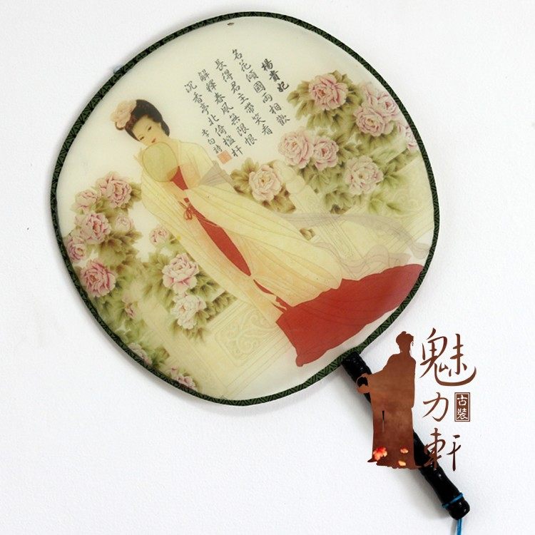 杨贵妃扇子/宫扇团扇子唐朝真丝扇/影楼写真摄影道具牡丹荷花喜鹊