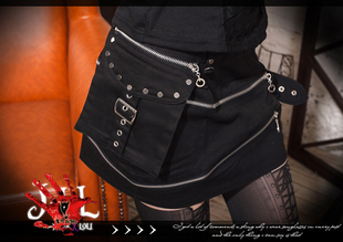 ╋魔叹╋ RQ-BL 蒸汽朋克摇滚乐园窝钉拉链配腰包女王短裙 51003