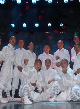 新款白色小和尚演出服少林武僧团体表演服装儿童演出服和尚服