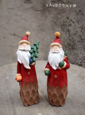 美式乡村风油画圣诞老人装饰品
